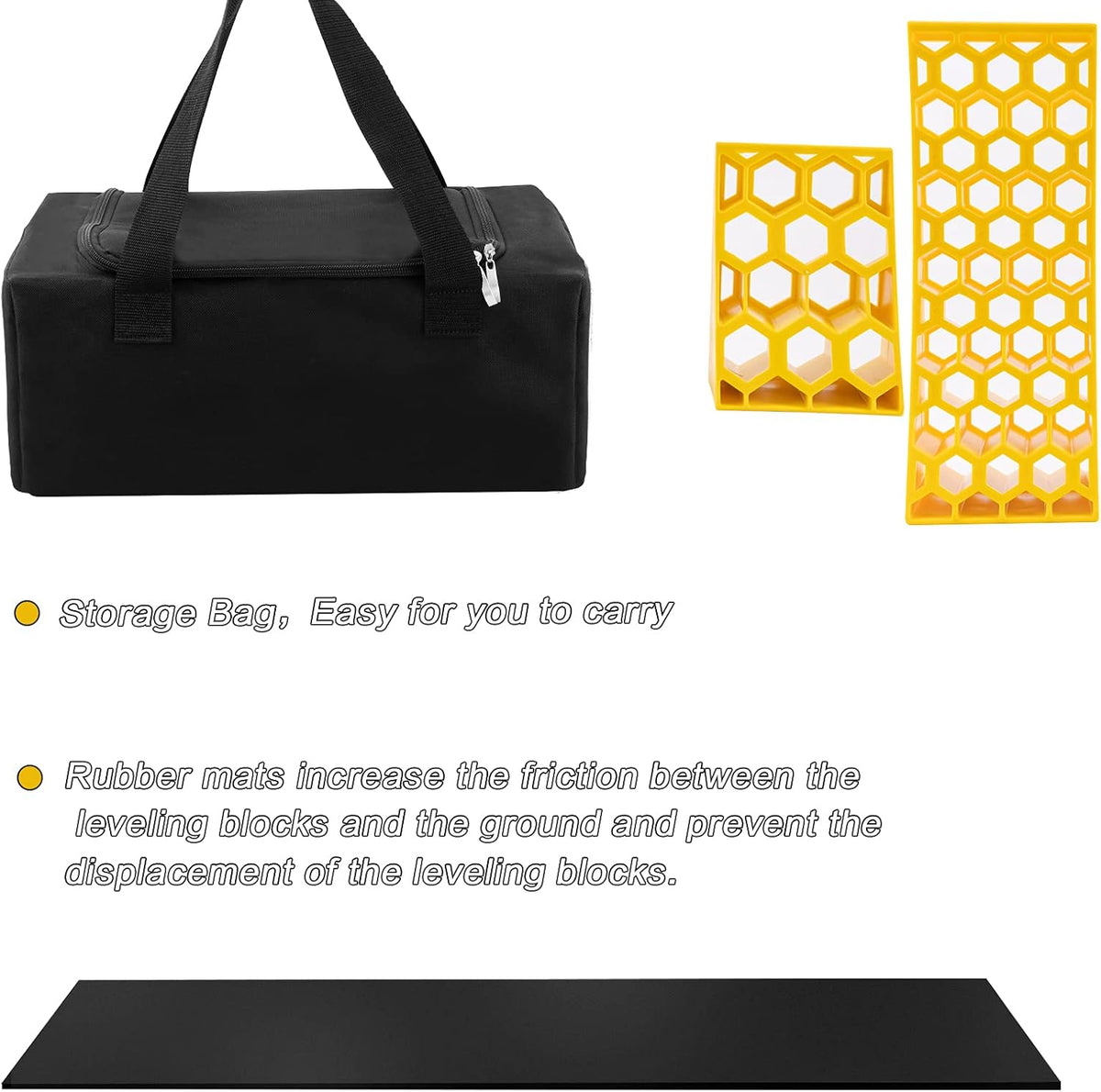 2-Pack Heavy Duty RV Leveling Blocks with Wheel Chocks and Anti-Slip Rubber Grip Mats C157784
