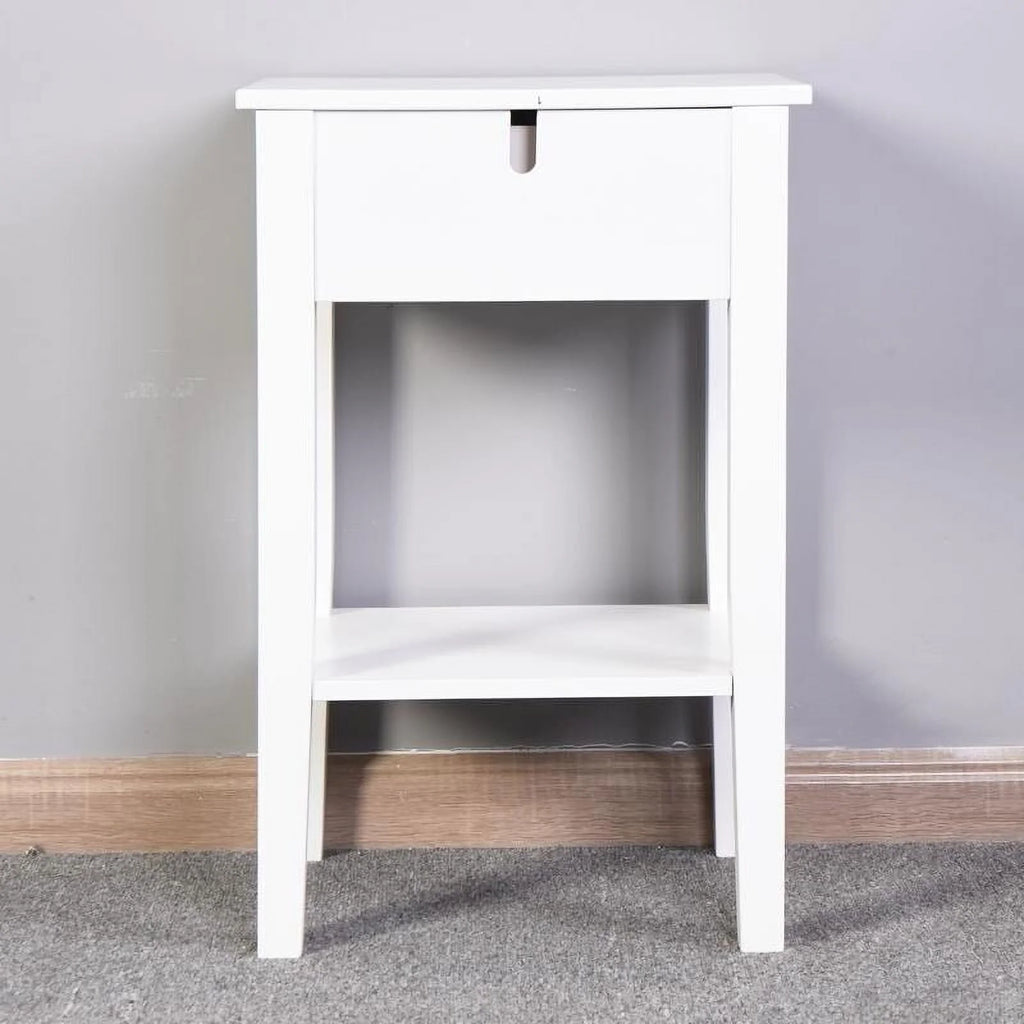 White Floor-standing Storage Table with Drawer O60791