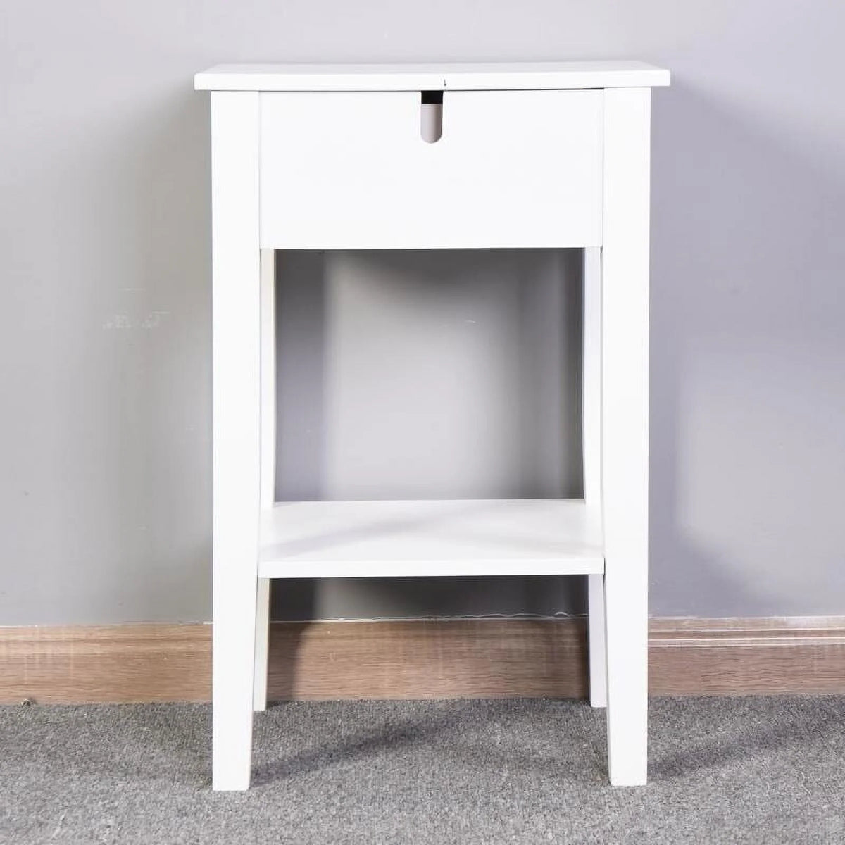 White Floor-standing Storage Table with Drawer O60791