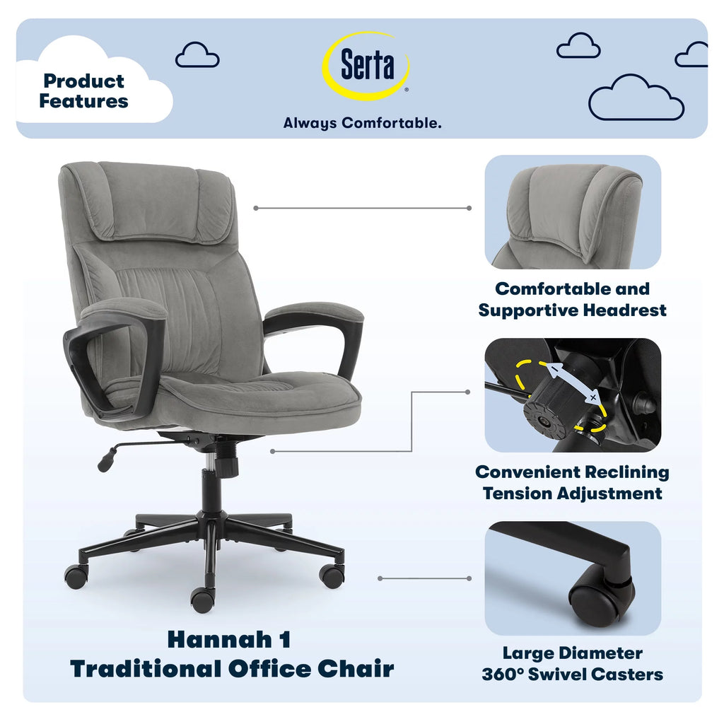 Gray Microfiber High Back Executive Office Chair with Arms I5251