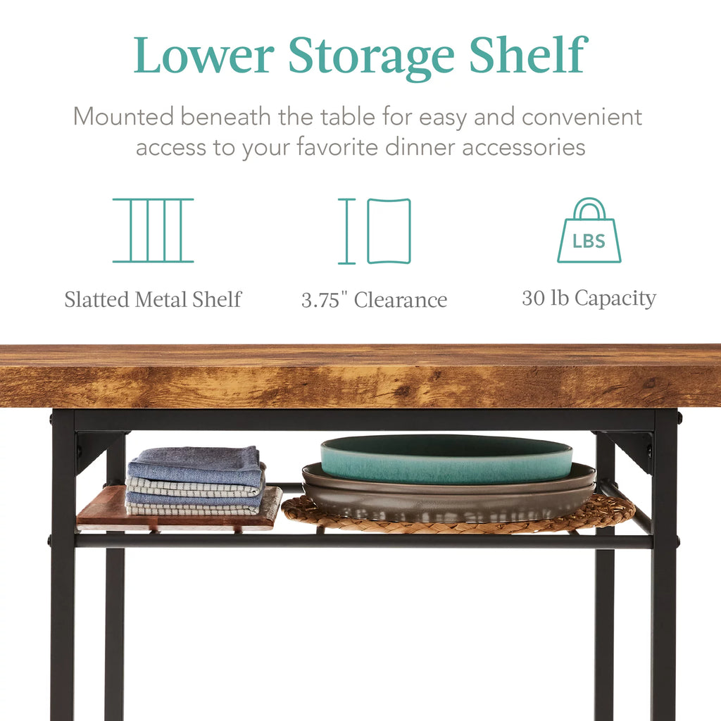 3-Piece Dining Set with Steel Frame and Storage Rack M9350