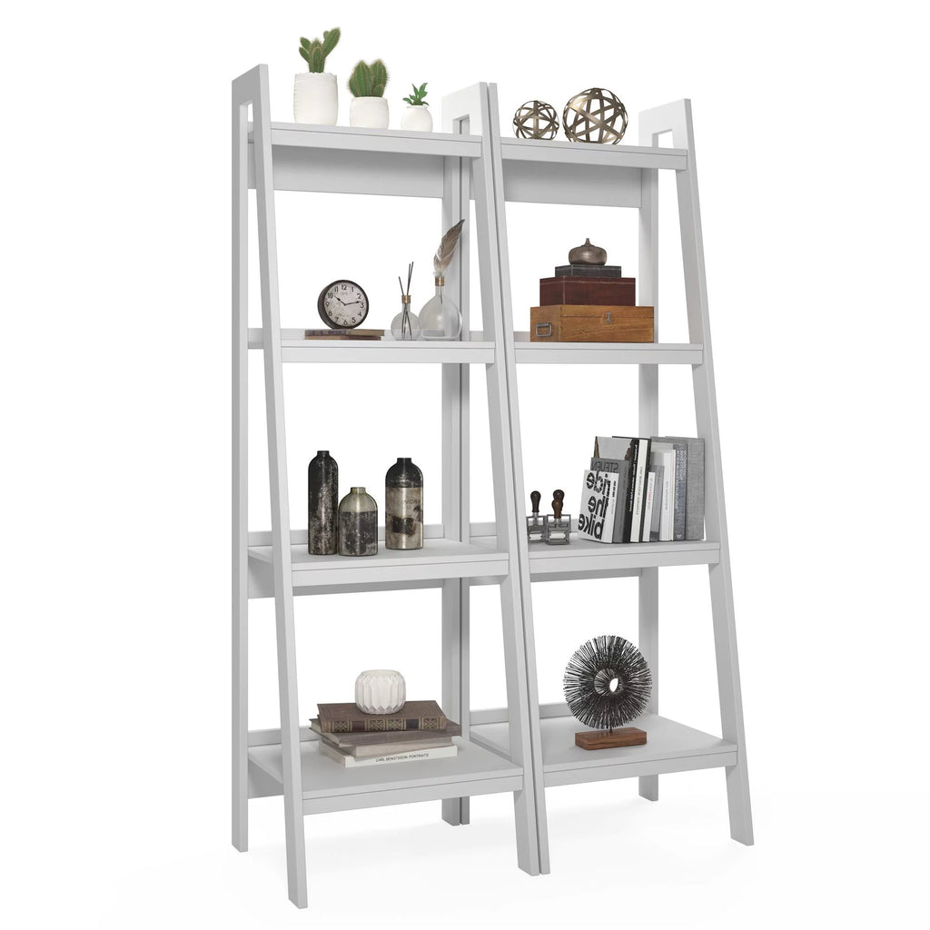 White 4 Shelf Ladder Bookcase H8276
