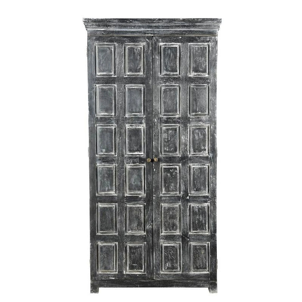 Solid Wood 2 Door Cabinet Distressed Gray P455