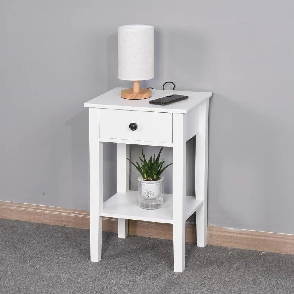 White Floor-standing Storage Table with Drawer O60791