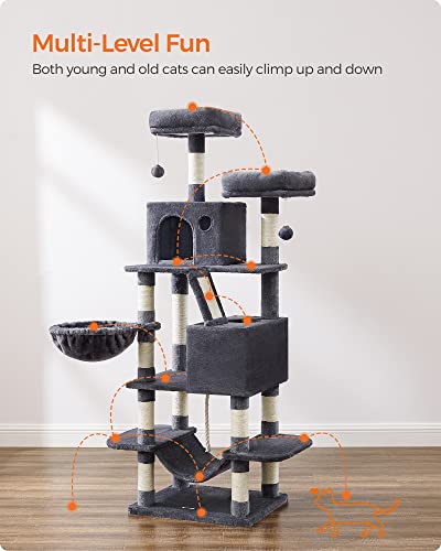 81.1-Inch Multi-Level Plush Cat Tree with Scratching Posts R156