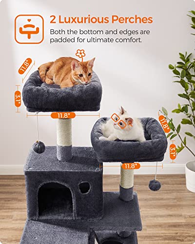 81.1-Inch Multi-Level Plush Cat Tree with Scratching Posts R156