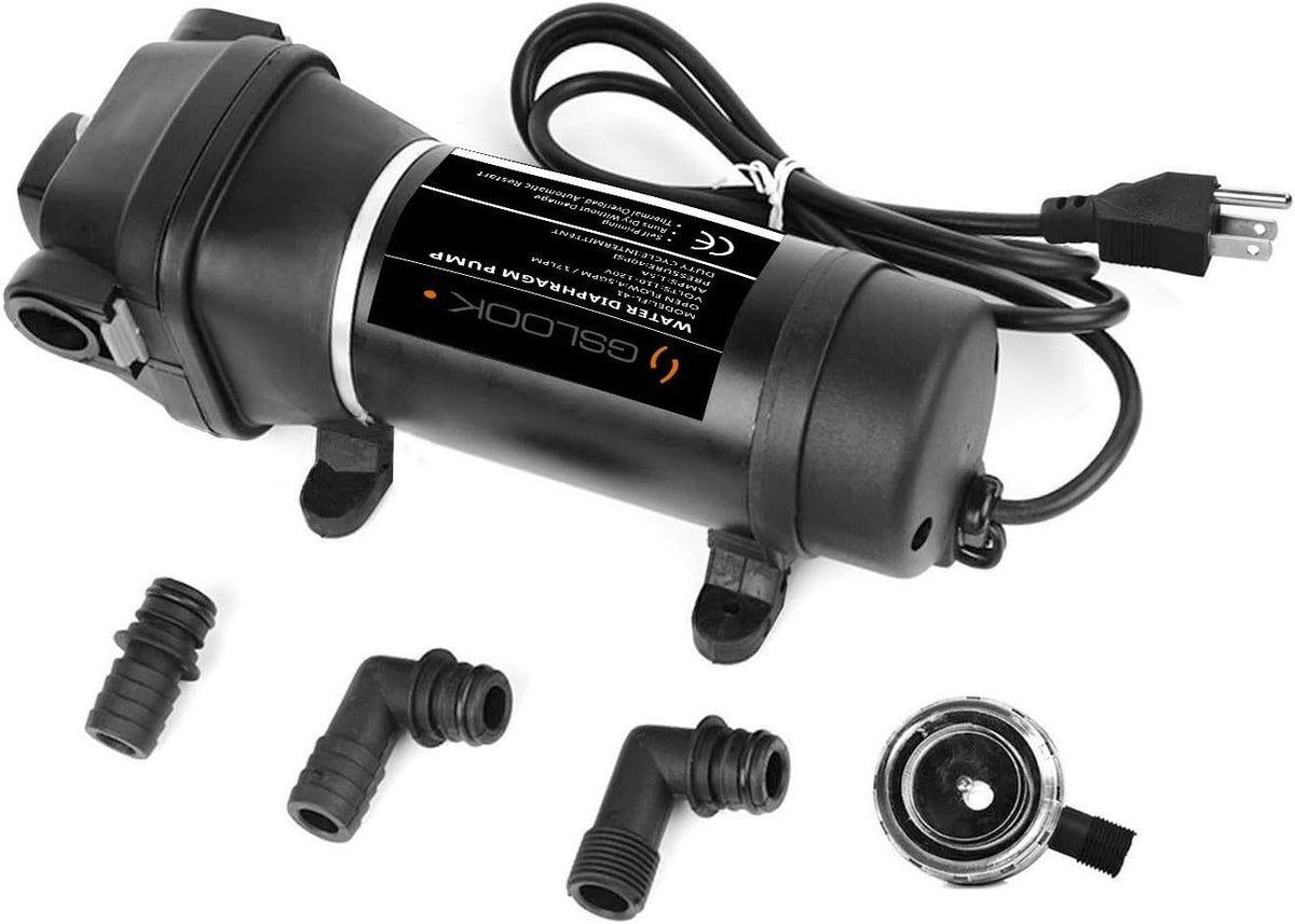 Water Pressure Diaphragm Pump 4.5GPM 40PSI Self-Priming Pack of 2 V435