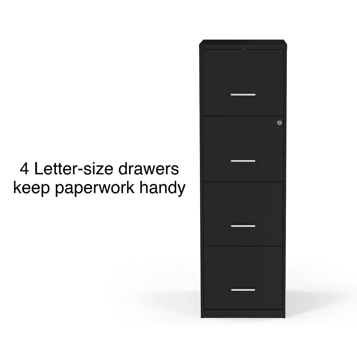 4 Drawer Vertical File Cabinet Locking Letter Black V86033