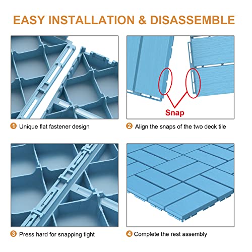 9 Pack 12"x12" Blue Plastic Interlocking Deck Tiles V2323