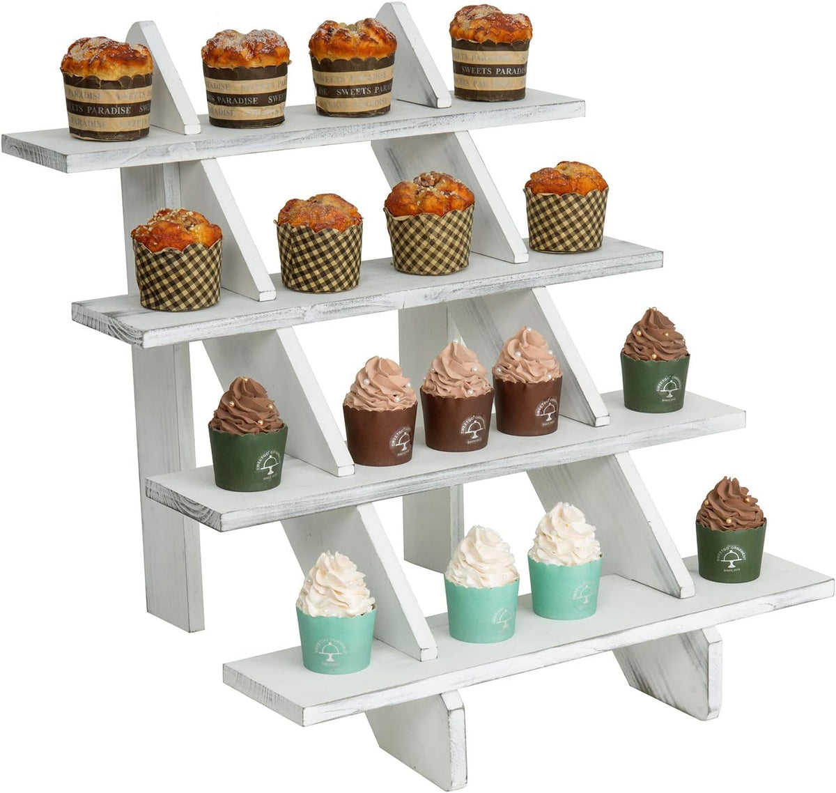4-Tier White Wood Display Stand V885