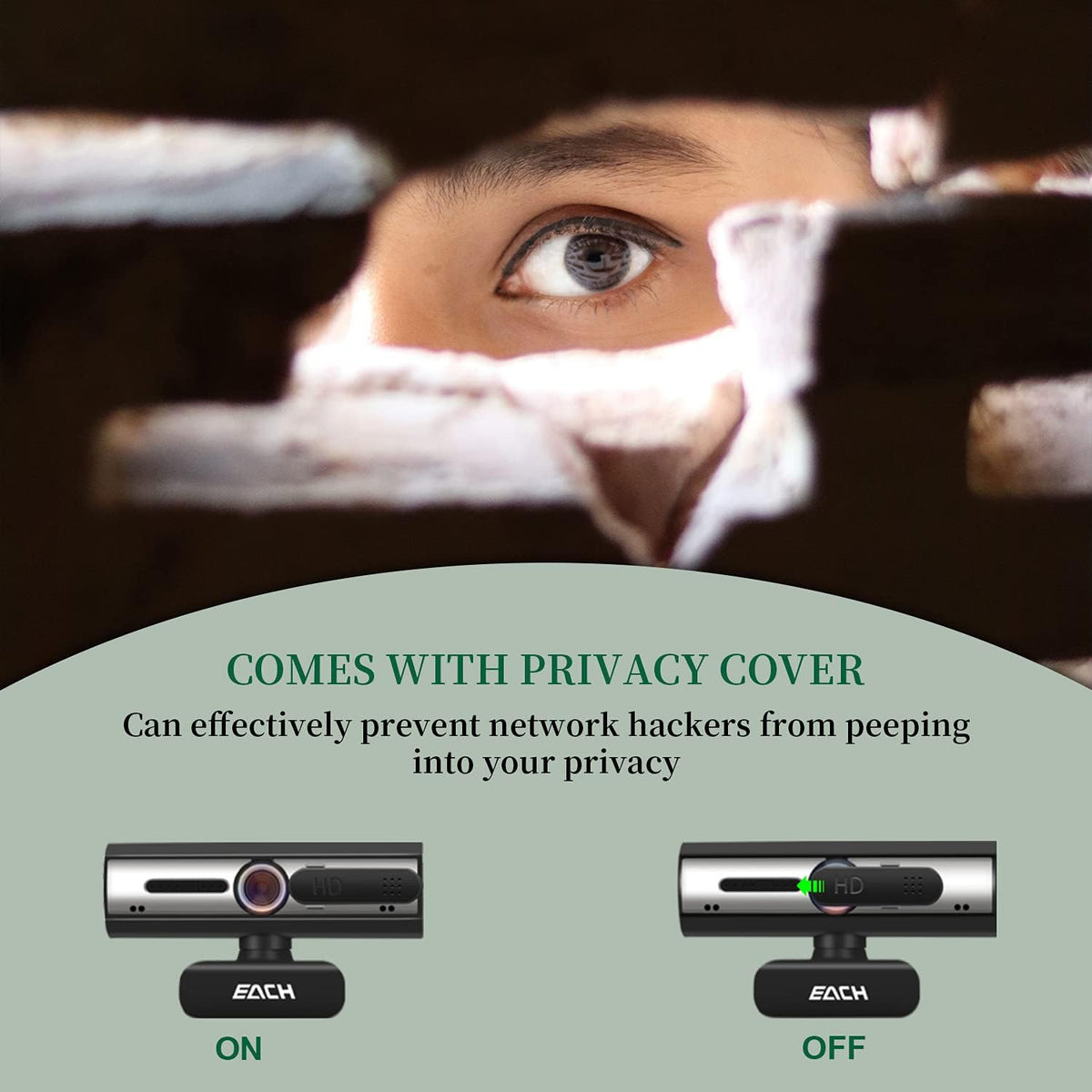 1080P USB Webcam with Dual Microphone & Privacy Cover J3091