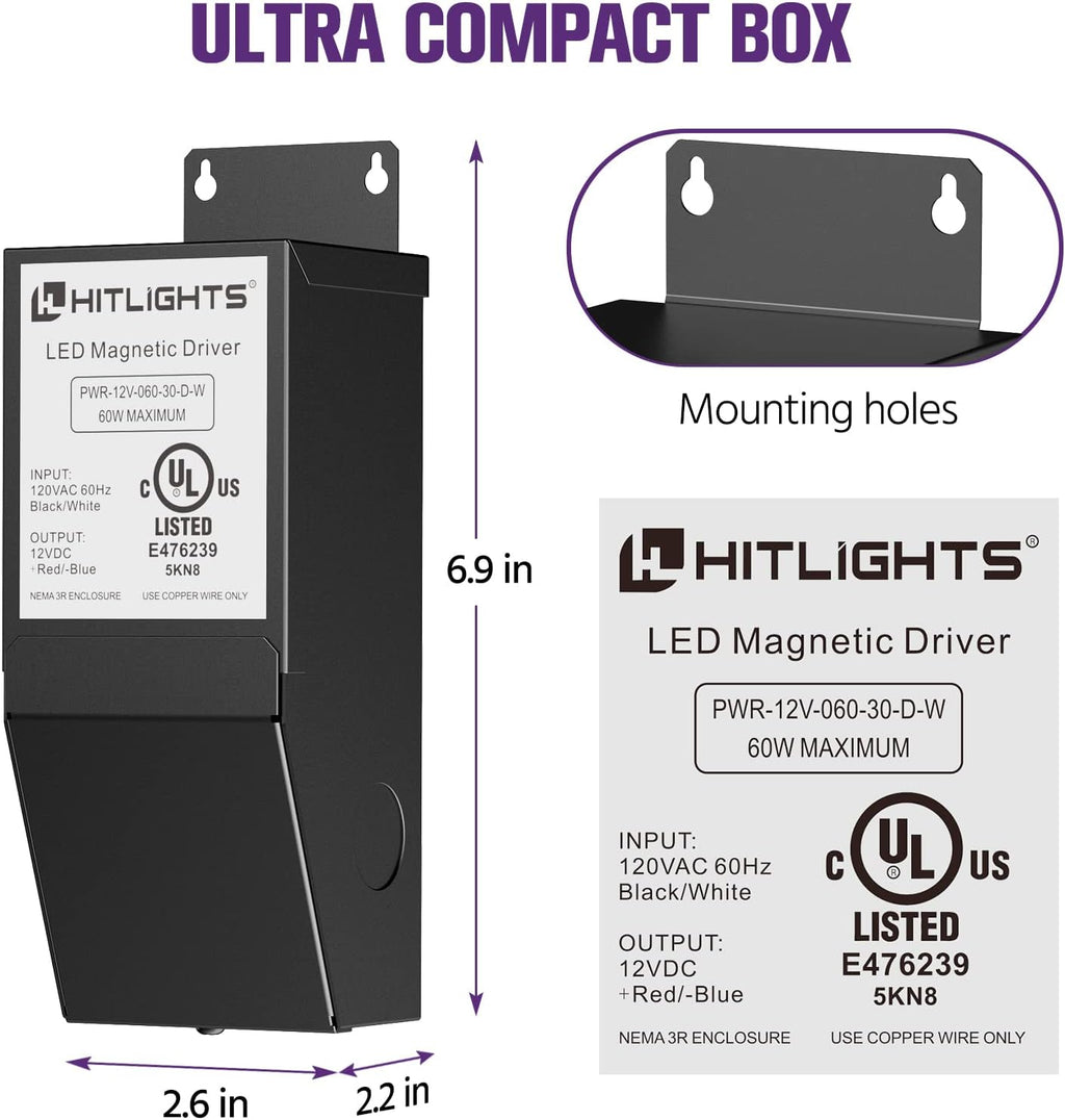 60W Dimmable LED Driver Transformer, 110V AC to 12V DC, Pack of 2 Q197