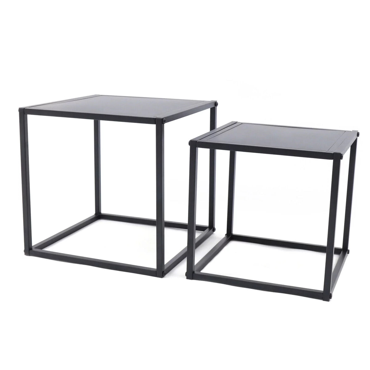 Square Coffee Table End Table Metal Side Table Matt Black R399059