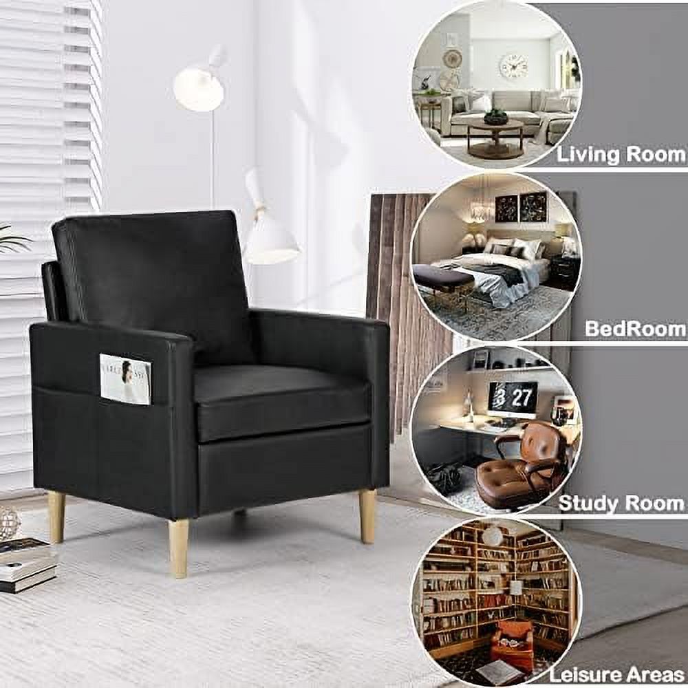 Black Faux Leather Accent Arm Chair X5672