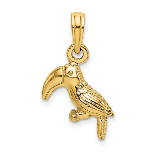 10K Yellow Gold Toucan Bird Pendant Charm with Rope Chain Necklace 16'' L95533