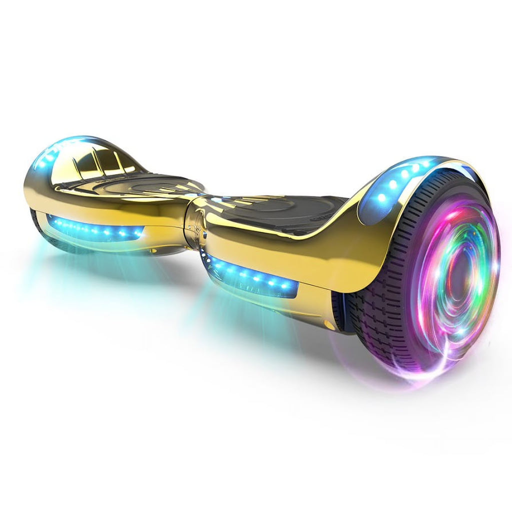 Chrome Gold Self Balancing Electric Scooter Hoverboard with Bluetooth Speaker O773762