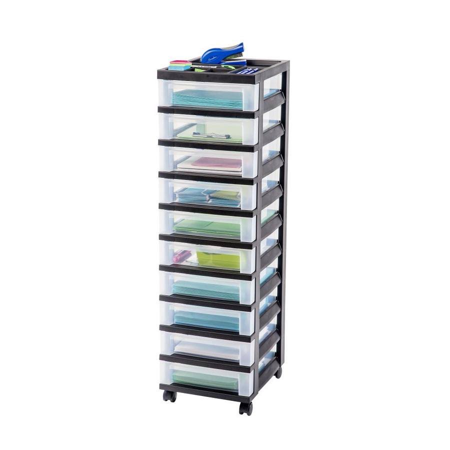 Black 10-Drawer Cart with Organizer Top J497370