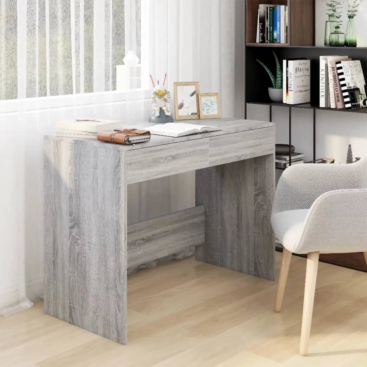 Gray Engineered Wood Writing Desk J399