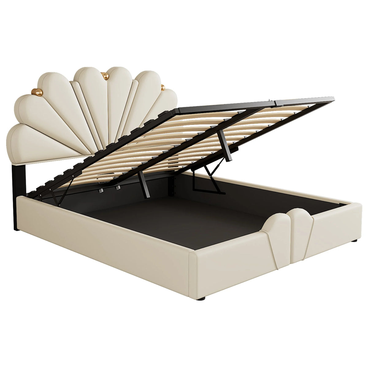Queen Size Beige Platform Bed Q8378