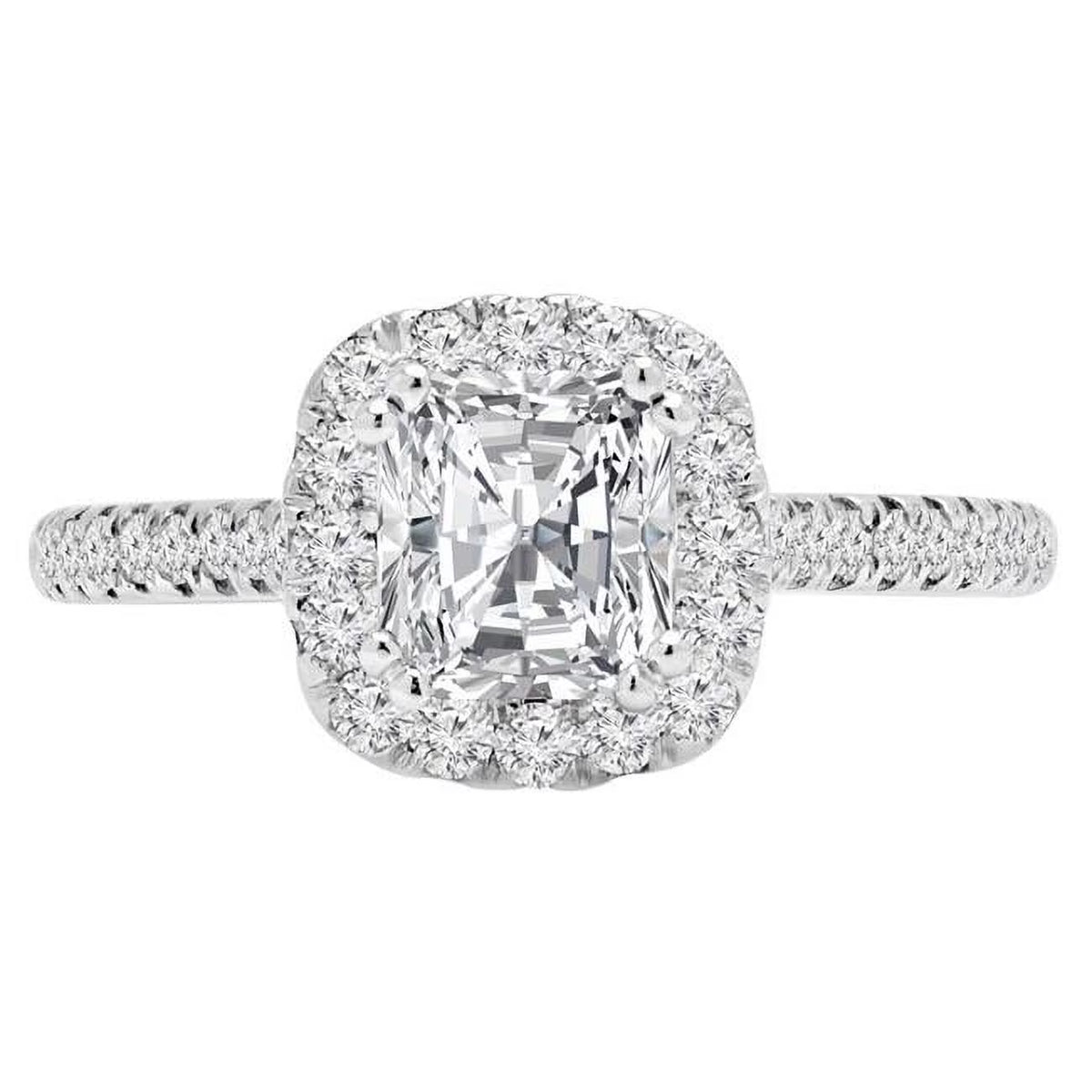 14K White Gold Radiant Diamond Cushion Halo Engagement Ring M275154