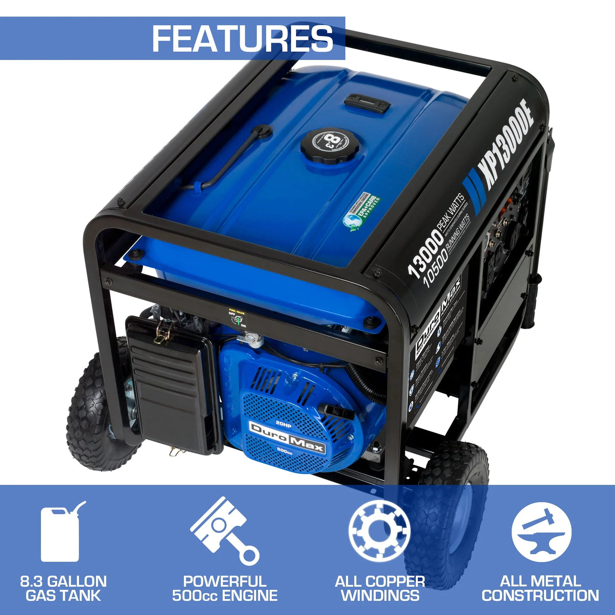 13,000 Watt Portable Gas Powered Generator V8491