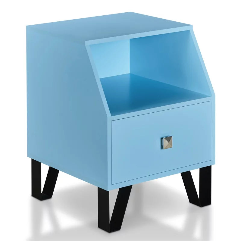 Light Blue Wood Storage End Table D353