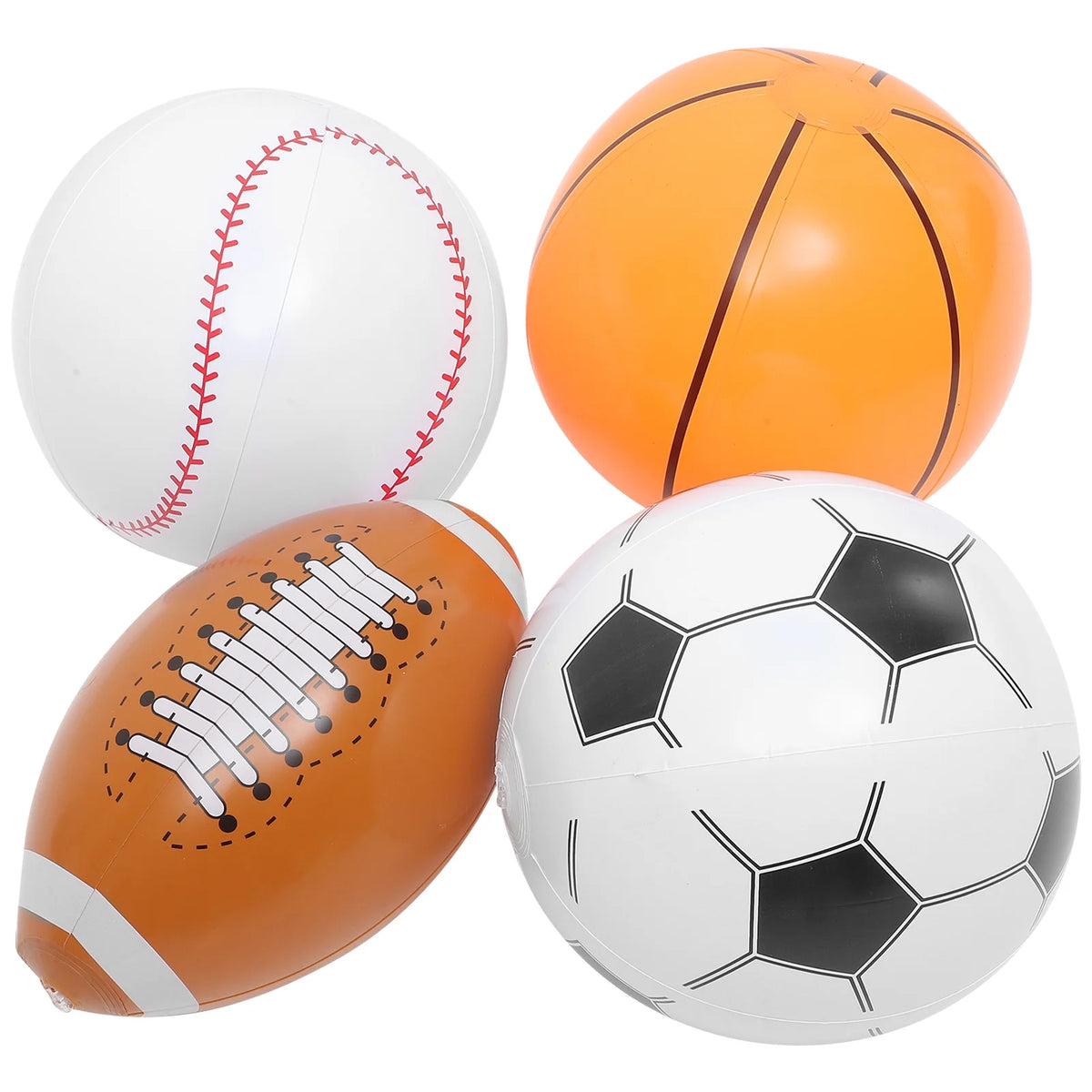 Inflatable Beach Ball Set of 4 Soccer Basketball Baseball M957571