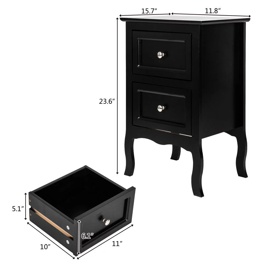 Black Wood Nightstand V1491
