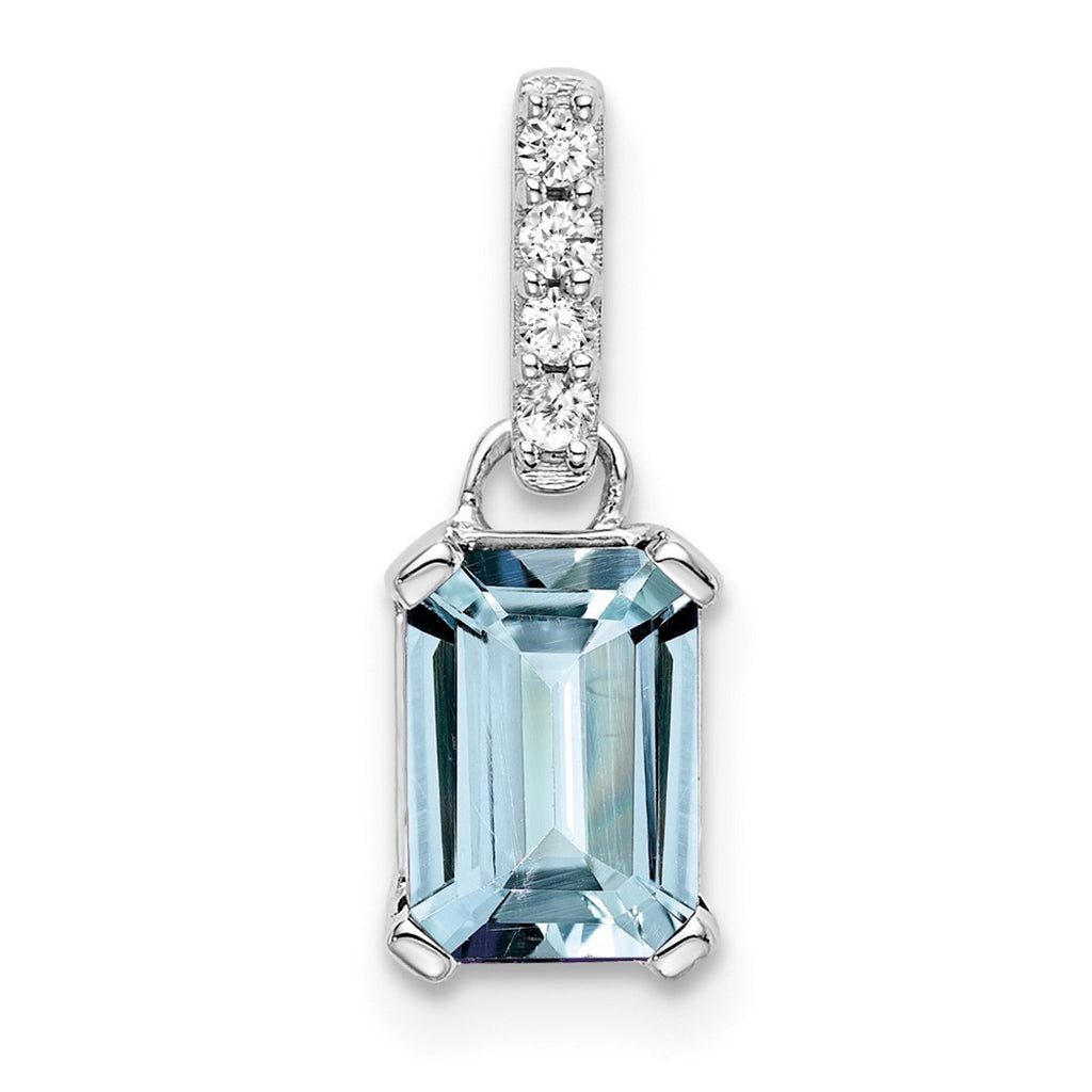 10k White Gold Aquamarine and Diamond Pendant Necklace T855213