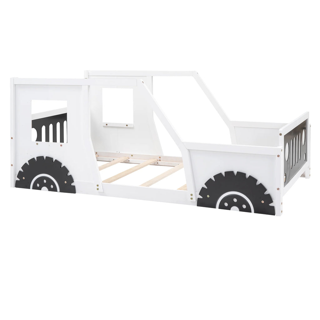 Blue Full Size Wood Car-Shaped Platform Bed D825