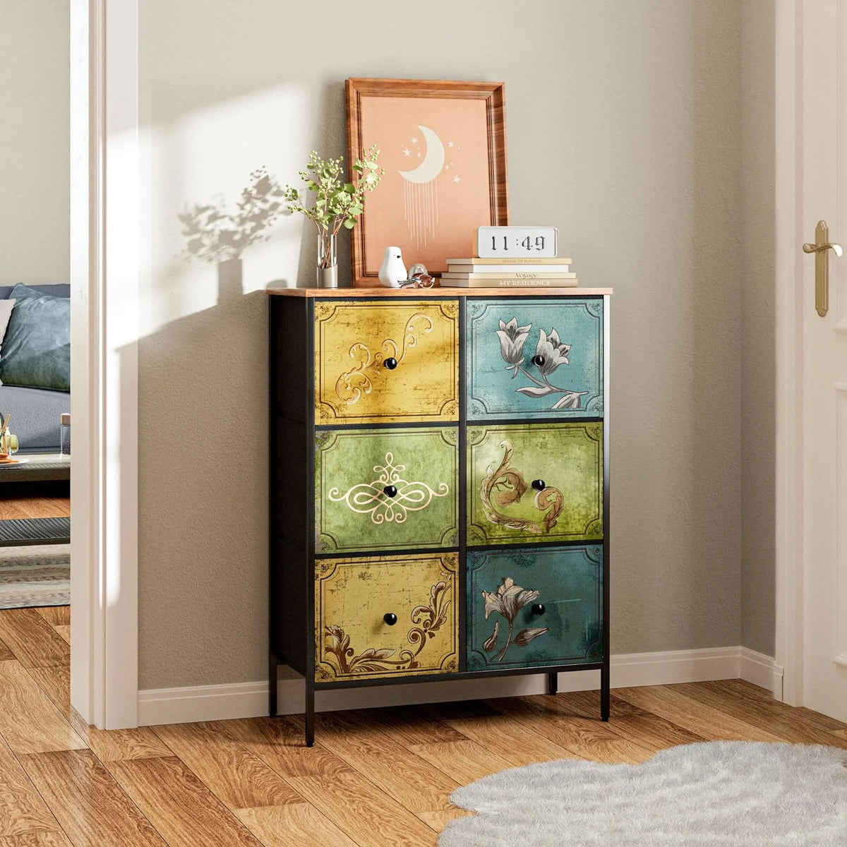 9 Fabric Drawer Dresser Storage Organizer with Steel Frame D116