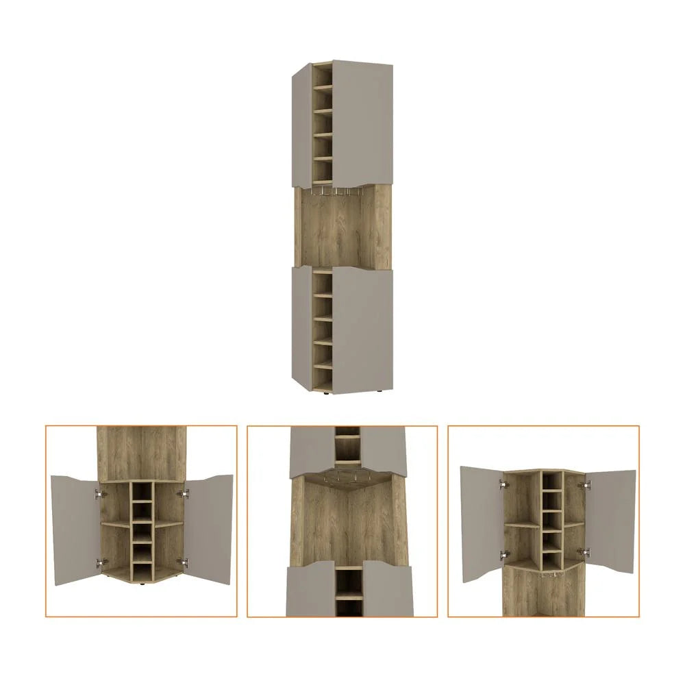Corner Bar Cabinet Macadamia Taupe Engineered Wood U304