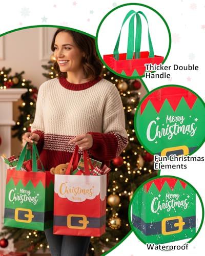 12PC Non-Woven Christmas Tote Bags with Handles L9830