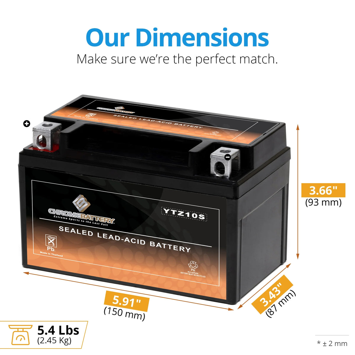 12 Volts 8.6 Ah 190 Cca Motorcycle Battery R167