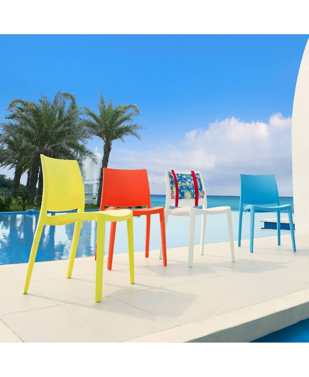 Dark Gray Stackable Patio Dining Chair, Set of 4 W3566