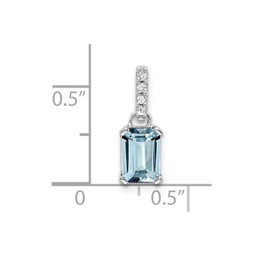 10k White Gold Aquamarine and Diamond Pendant Necklace T855213