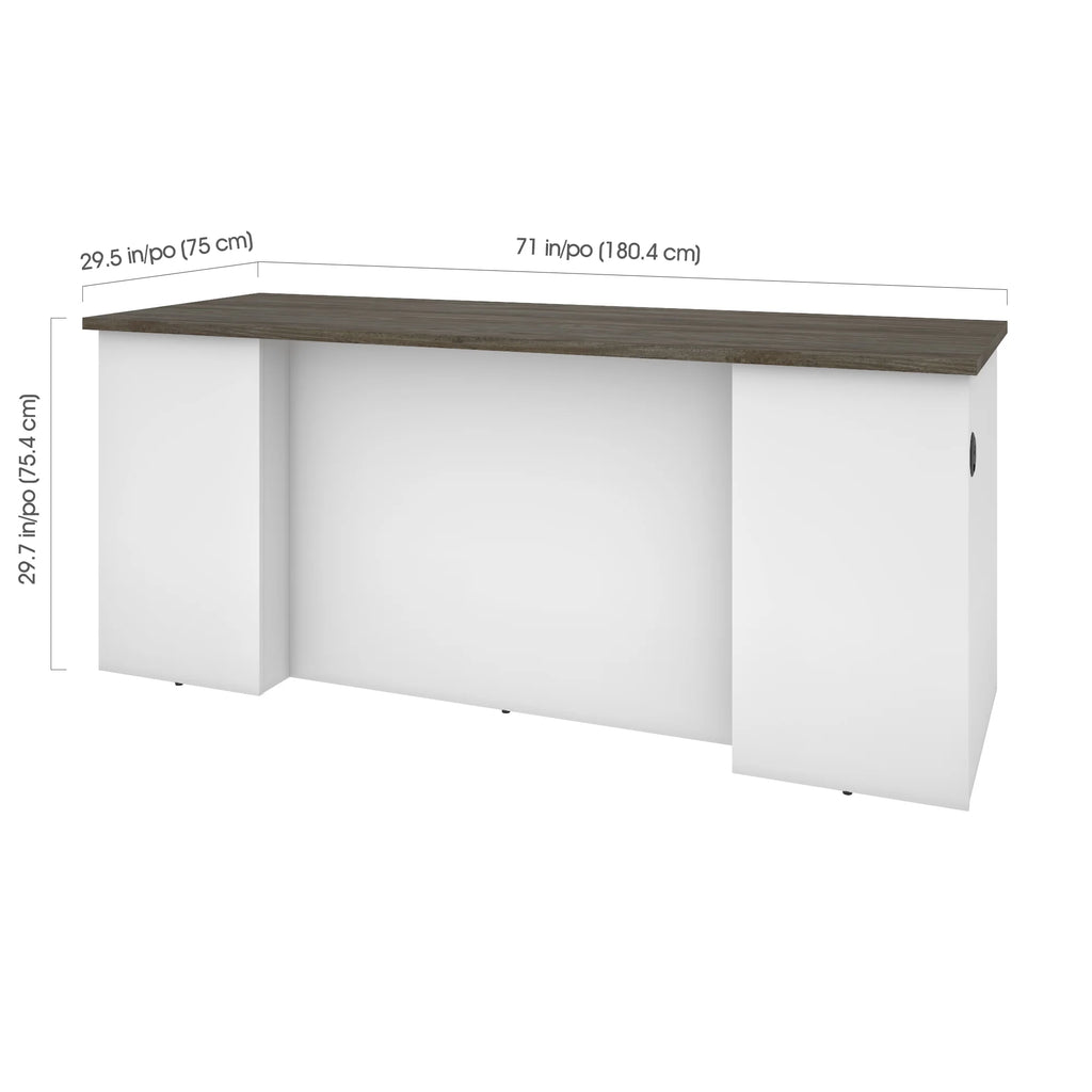 71W Desk Shell in Walnut Grey & White K290