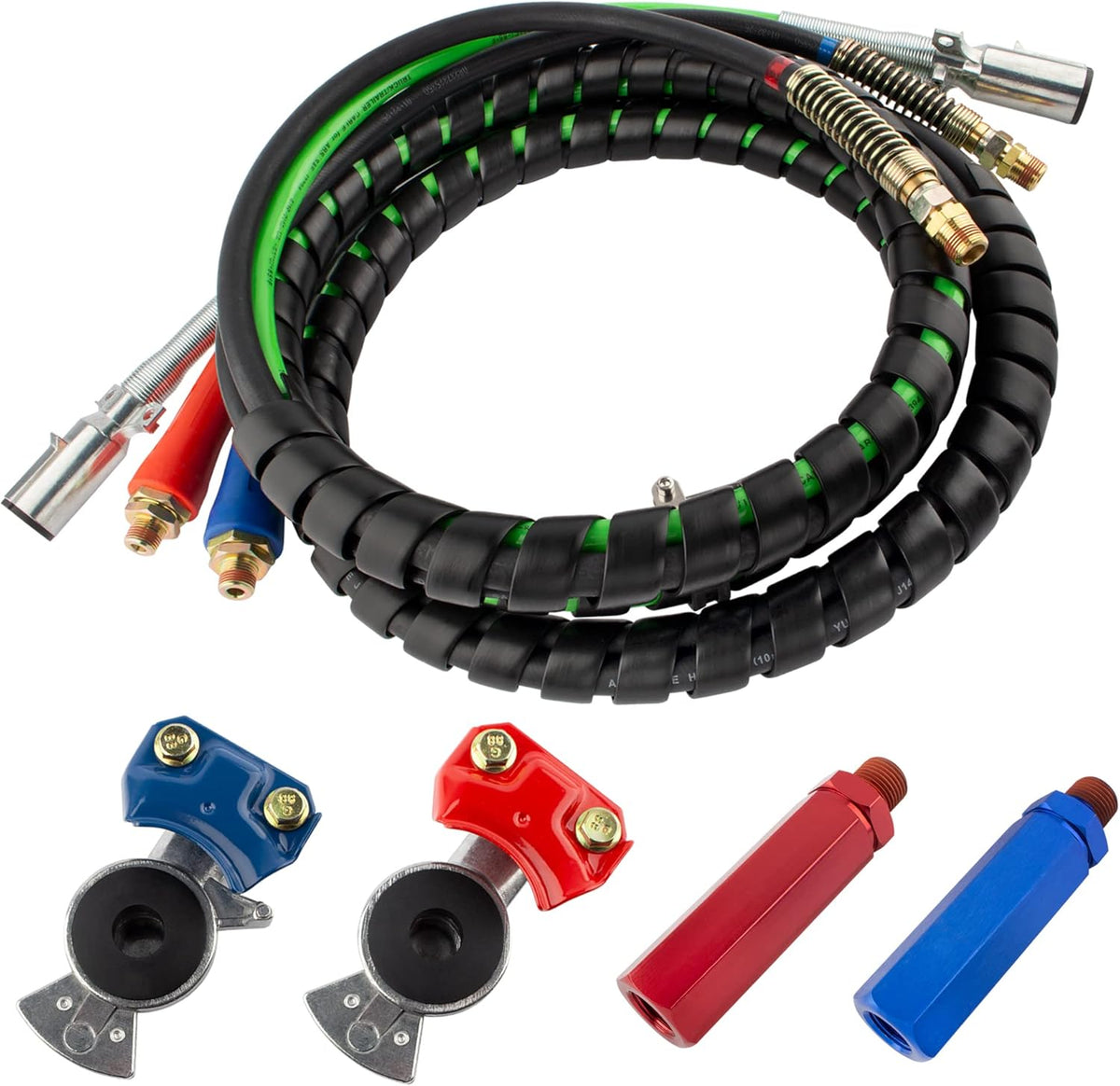15 Ft 7 Way Truck Trailer Cable Wrap Cord ABS & Air Line Hose Assembly E487032