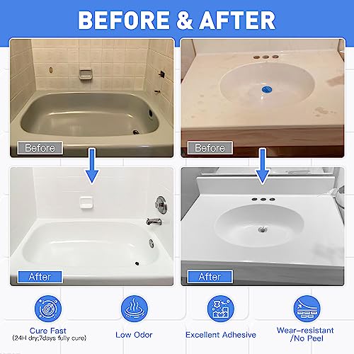 White Semi-Gloss Tub and Tile Refinishing Kit, 25-30sq.ft H40864