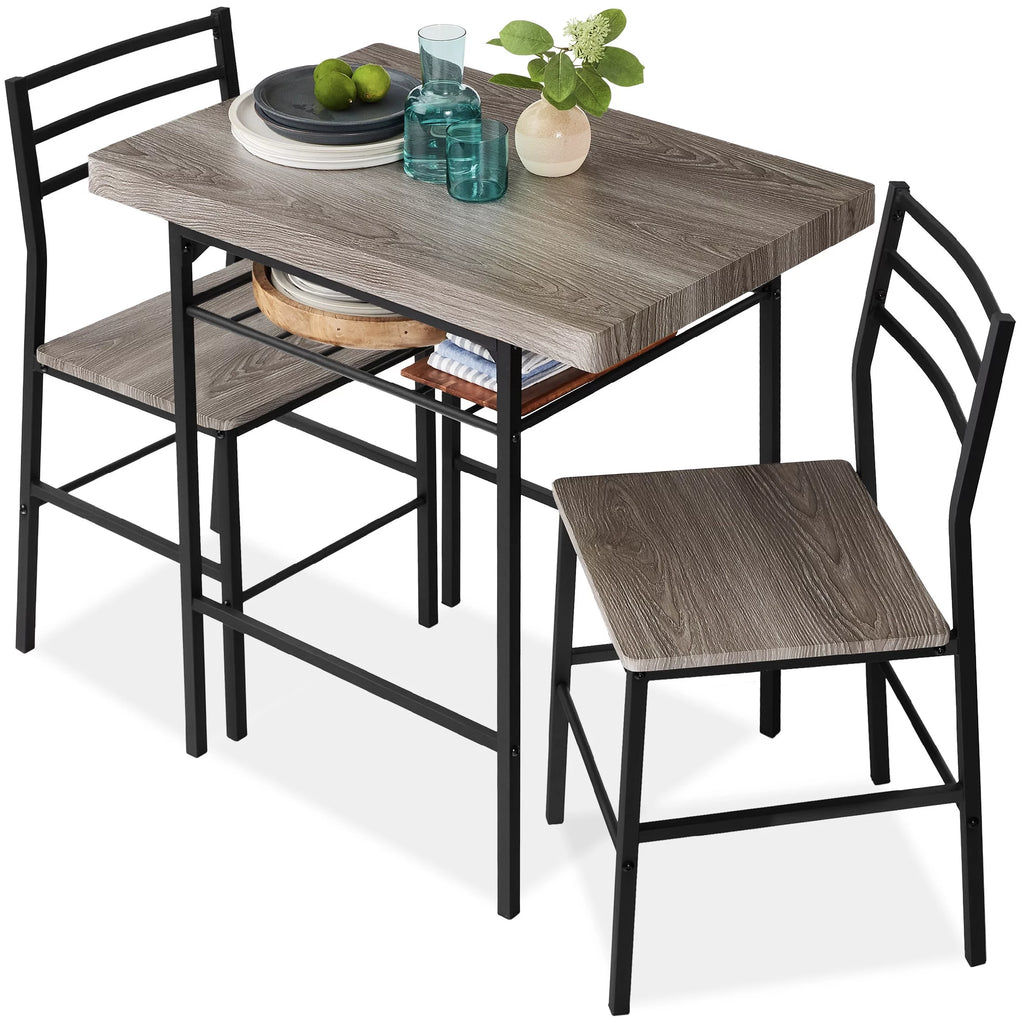 3-Piece Dining Set with Steel Frame and Storage Rack M9350