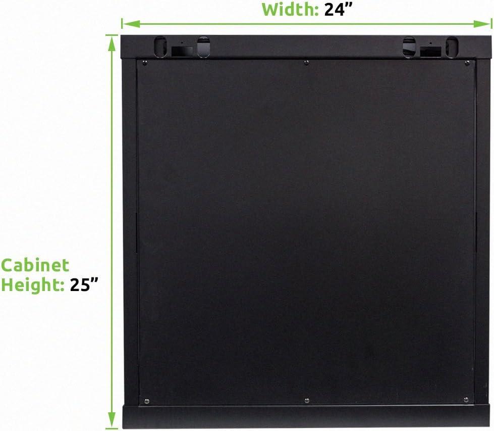 12U Wallmount Cabinet Enclosure 19-Inch Server Network Rack with Locking Glass Door Black with Shelves K6938