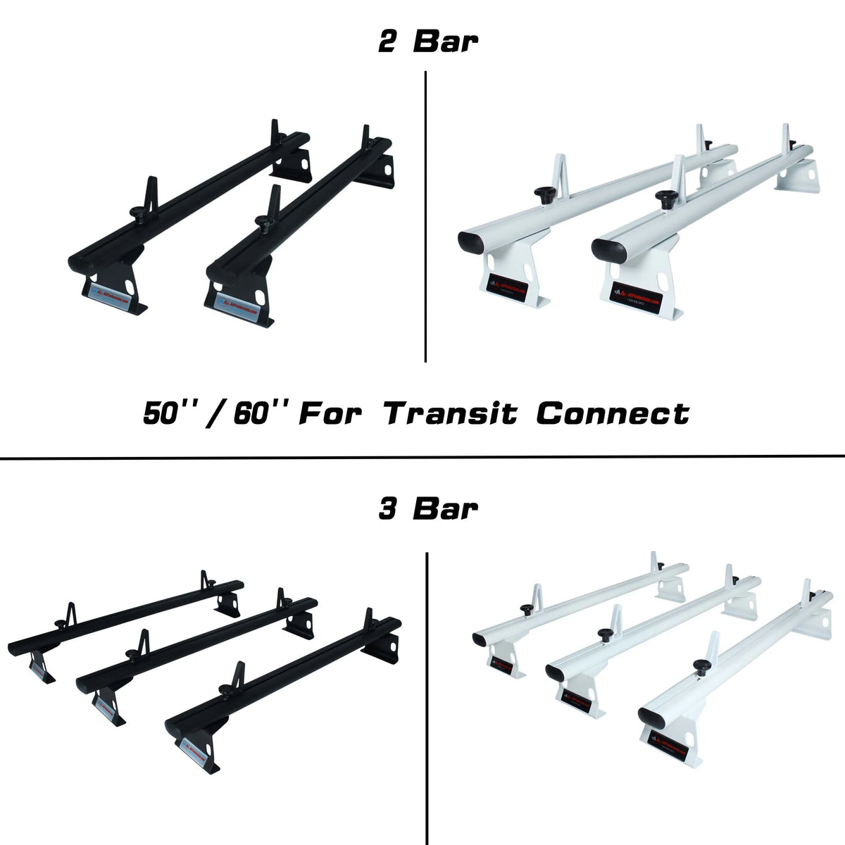 Aluminum 2 Bar Utility Drilling Van Roof Rack System with Ladder Stopper Gloss White W9007