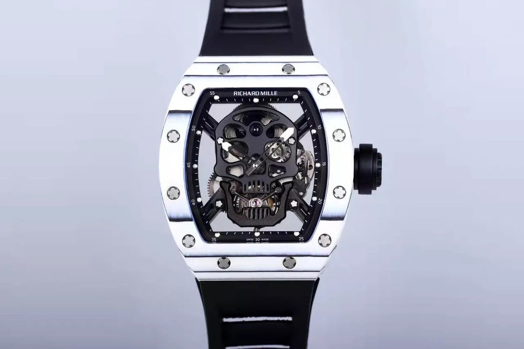 Black Dial White Bezel Black Rubber Strap Tourbillon W903414