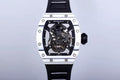 Black Dial White Bezel Black Rubber Strap Tourbillon W903414