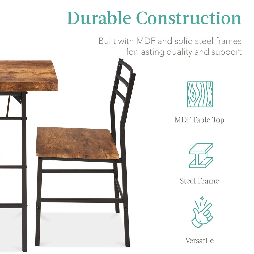 3-Piece Dining Set with Steel Frame and Storage Rack M9350