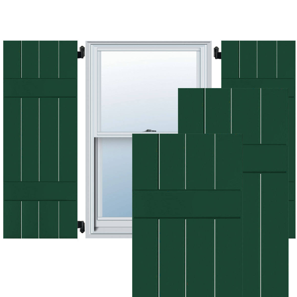 15 in. x 50 in. Real Wood Western Red Cedar Board and Batten Shutters Pair N8063
