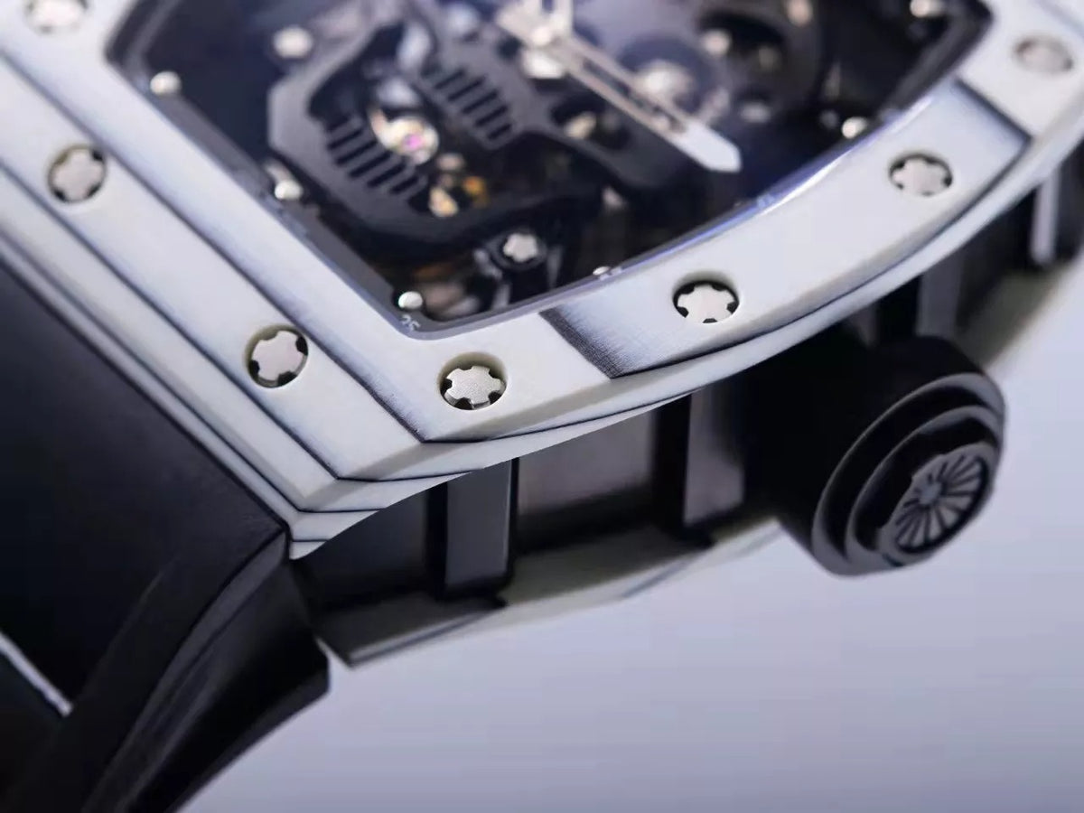 Black Dial White Bezel Black Rubber Strap Tourbillon W903414