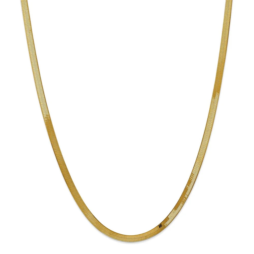 14kt Yellow Gold 4mm Herringbone Chain 16 inch Lobster Clasp T78998