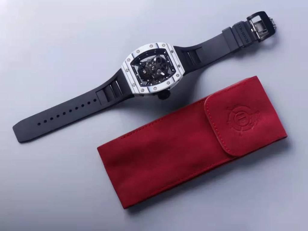 Black Dial White Bezel Black Rubber Strap Tourbillon W903414