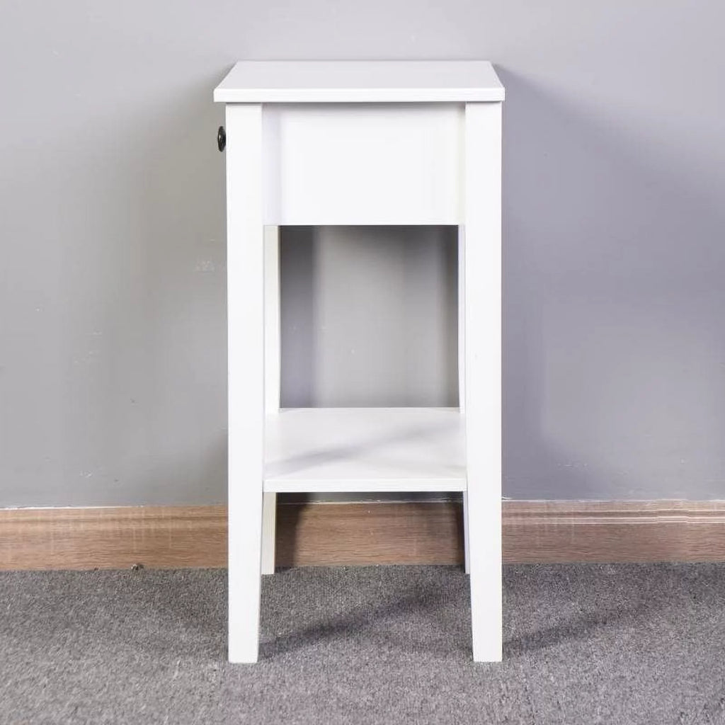 White Floor-standing Storage Table with Drawer O60791